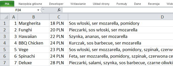 Plik CSV - Microsoft Excel