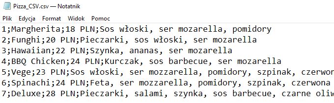 Plik CSV – Notatnik