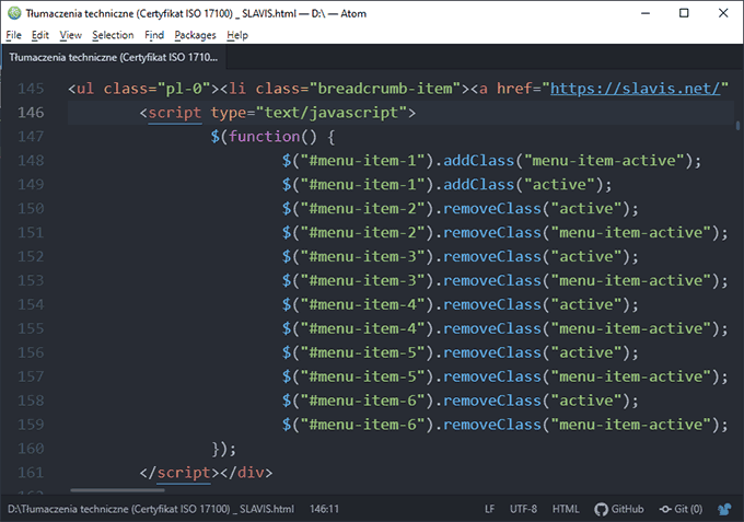 Atom - edytor HTML