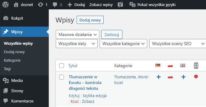 Polylang - plugin obsługi wielojęzycznej