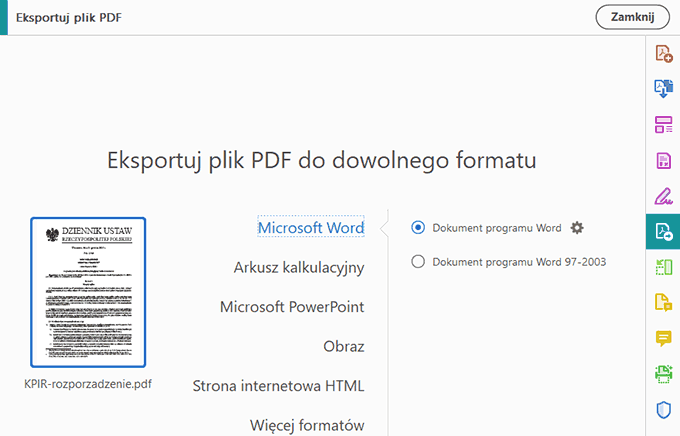 PDF – konwersja Adobe Acrobat