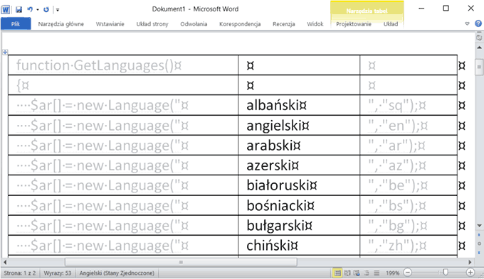 Tłumaczenie stron w Microsoft Word